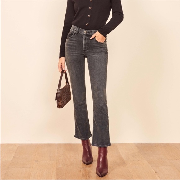 Reformation | Jesse High Crop Boot Jeans Black 26 - Picture 2 of 7
